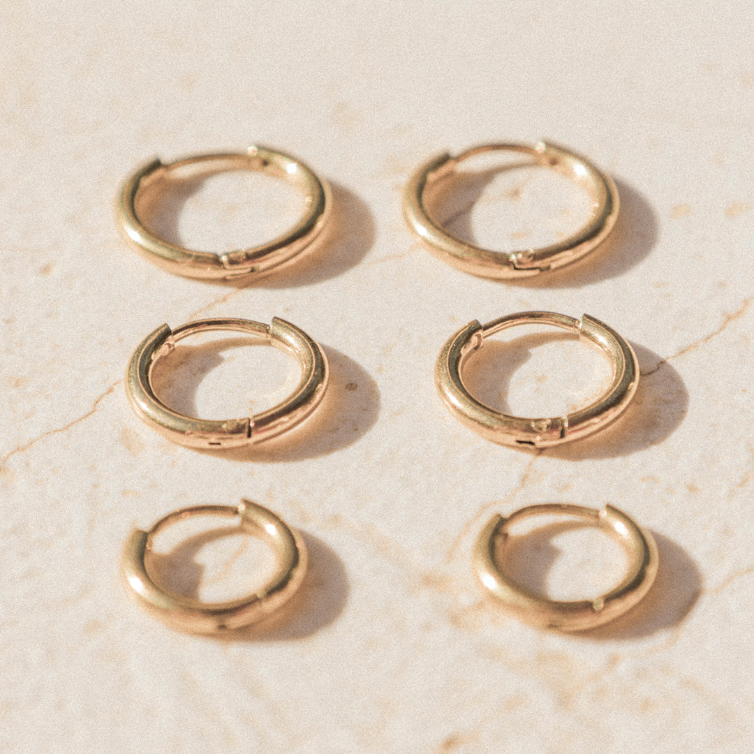 18k vergoldete Creolen – Ohrringe 3er Set für Damen | Wild Tides
