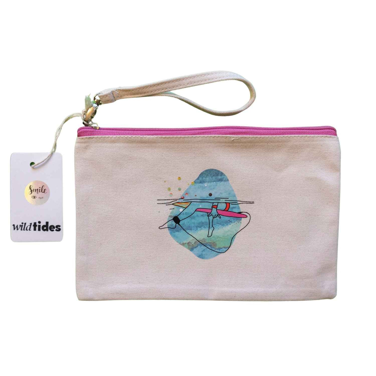 "Line Up" Beauty Tasche – Kosmetiktasche aus Baumwolle mit Surf-Motiv | Wild Tides