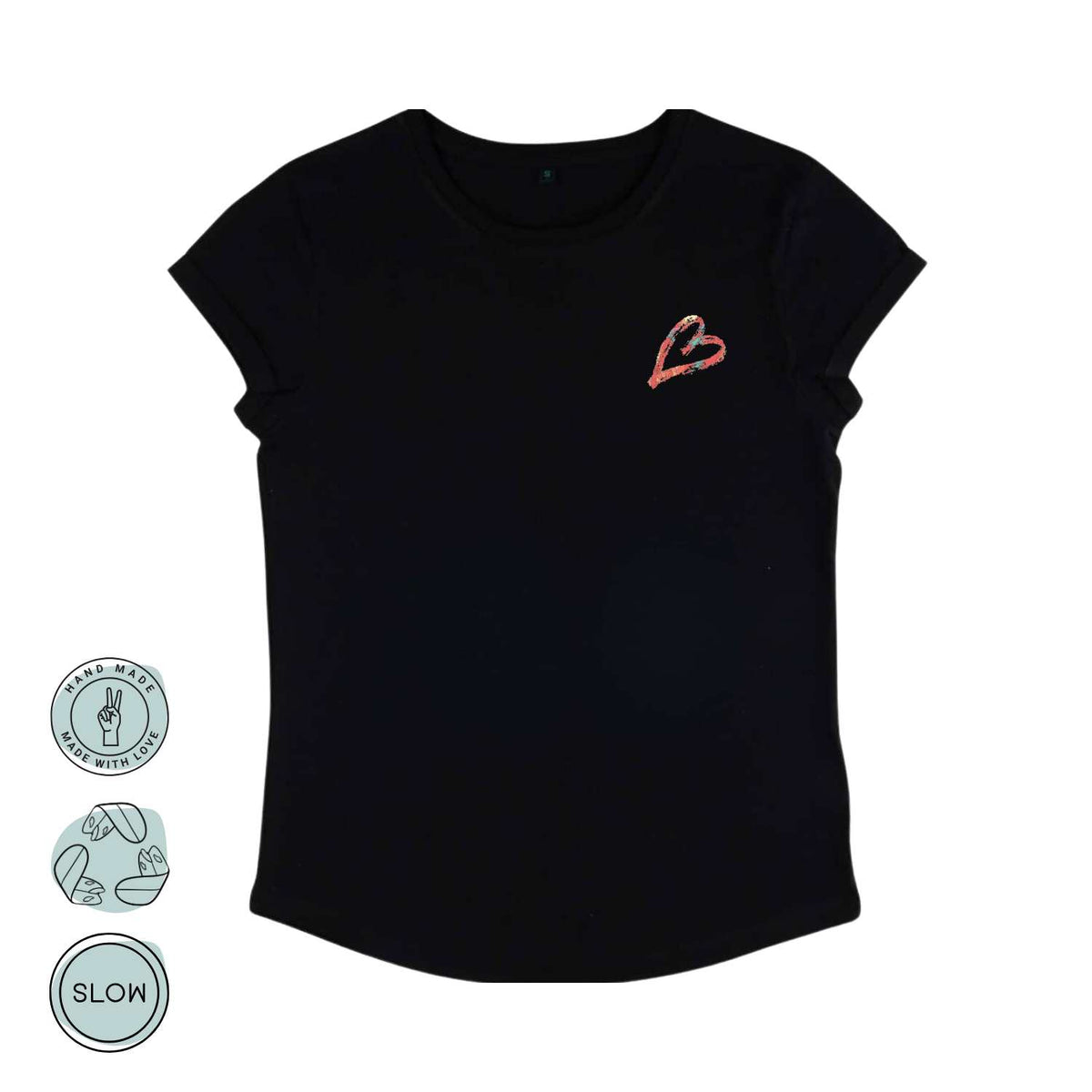 Vorderansicht des Sea You Soon T-Shirts in Schwarz für Damen