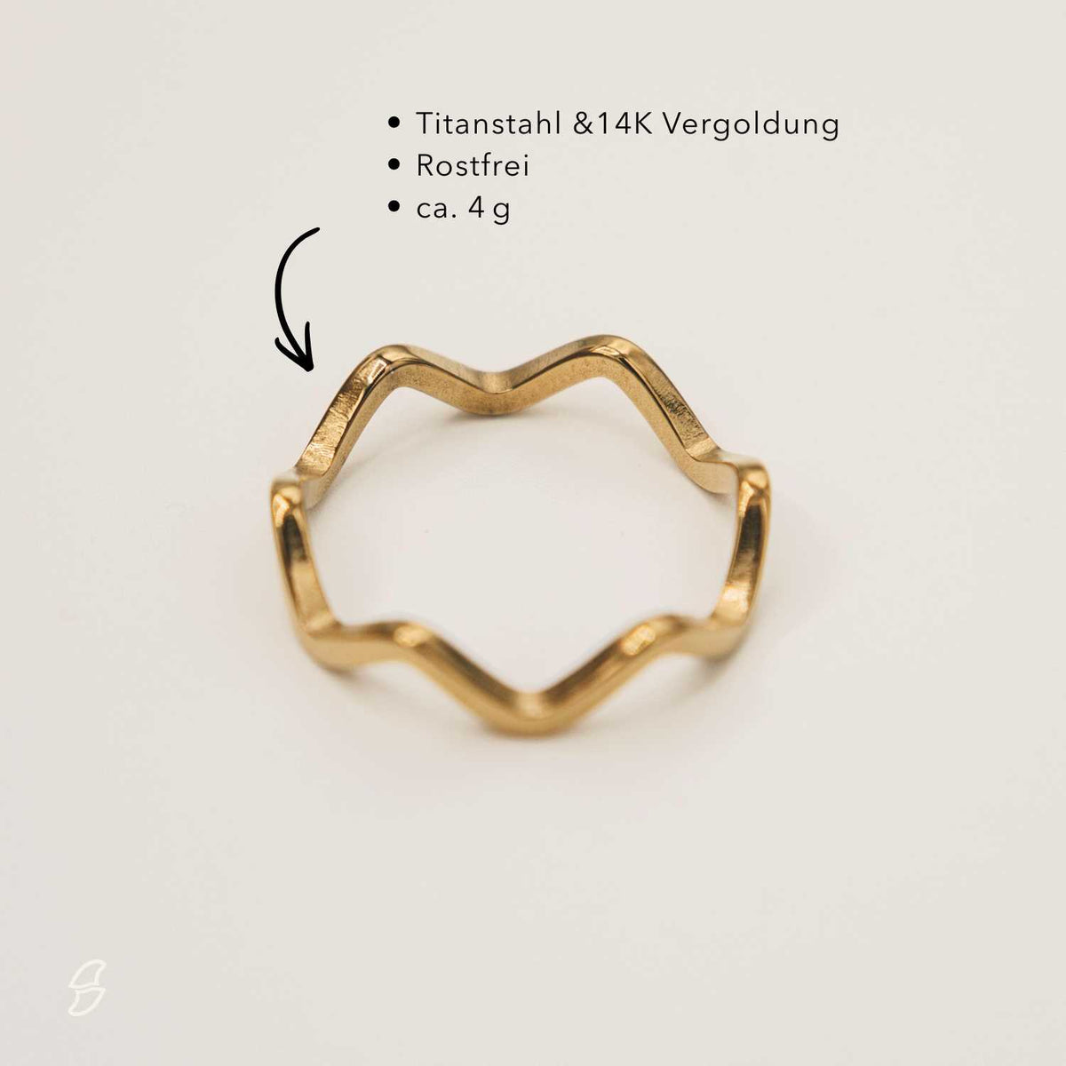 14k vergoldeter Wasserfest Wellen Flow Ring – für Meerliebhaber | Wild Tides