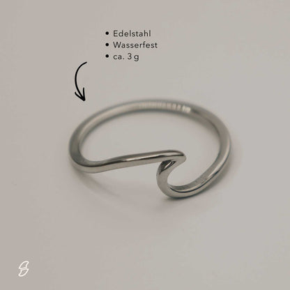 Wasserfester silber Wellen Ring – für Meerliebhaber | Wild Tides