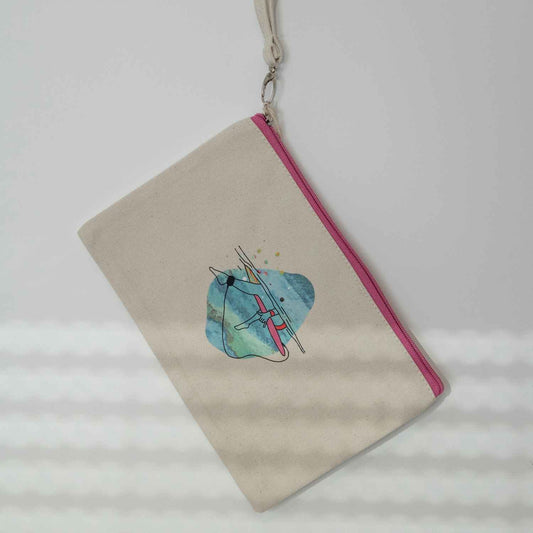 "Line Up" Beauty Tasche – Kosmetiktasche aus Baumwolle mit Surf-Motiv | Wild Tides